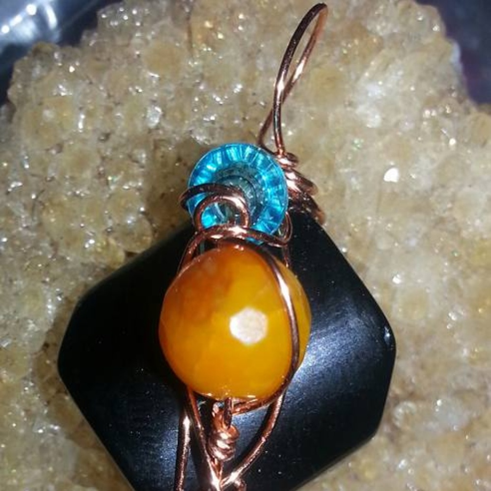 Blue appetite chalcedony crystal pendant handmade